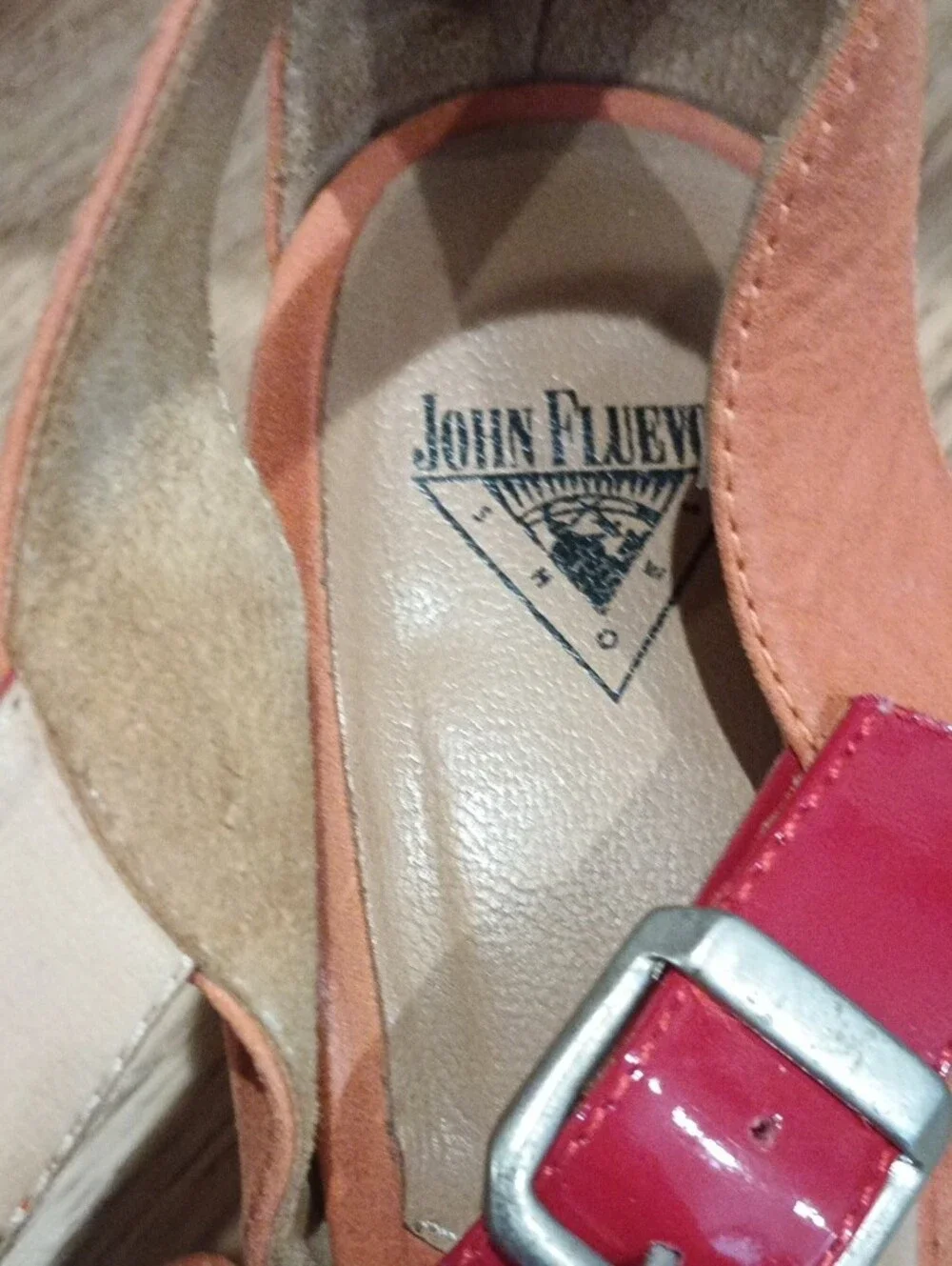 John Fluevog Red and Orange Leather Strappy Sandals - Picture 4 of 6